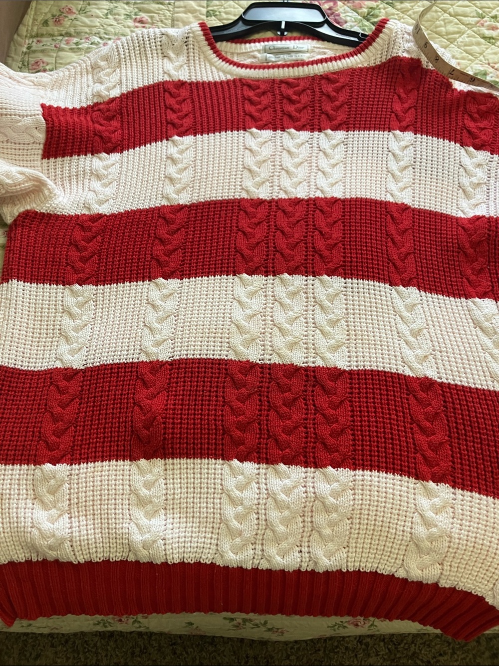 Dior Red and White Striped Cable Knit Sweater - Picture 10 of 10